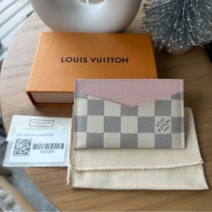 Louis Vuitton daily card holder Damier Azur rose ballerina pink wallet